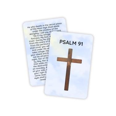 Imagem de Lashicorn Carteira Psalms 91 Versículo da Bíblia Pacote com 5,3 x 8,6 cm Plástico Incentivo Presente Cristão Proteção de Oração Driving He is My Refuge and My Fortress His Truth Faith Clouds