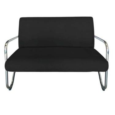 Imagem de Namoradeira Decorativa Bela Suede Preto Braço Cromado - Mansão Decor