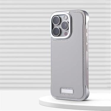 Imagem de VFDHN Capa de couro fina para iPhone 16 15 14 13 Pro Max, capa antiqueda, sem moldura, leve, para iPhone 15 16 Promax, WB SP Silver, para iPhone 14Pro Max