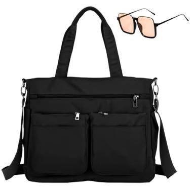 Imagem de Kit Bolsa Feminina Trabalho + Óculos de Sol Proteção UV Laranja Retrô (Preto)