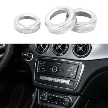 Imagem de INFINAUTO Anel de cobertura de botão de controle de volume de mídia de ar condicionado AC, acabamento interior para Mercedes-Benz a B E GLK GLA CLA GLE ML GL Class tom prateado, 3 peças