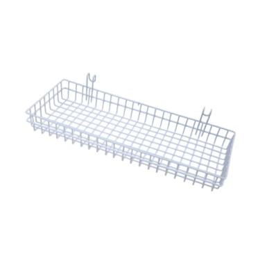 Imagem de ＫＬＫＣＭＳ Rack de armazenamento de cesta pendurado de arame Multifuncional atrás de uma porta Painel de grade de parede de montagem na parede para exibição de, Branco