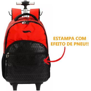 Imagem de Mochila Hot Wheels Vermelha com Rodinhas e Puxador Alumínio