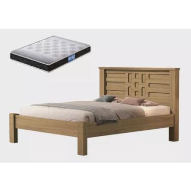 Imagem de Cama De Casal Laura 100% Mdf + Colchão Casal Probel 188x138 - Amendoa Basoto