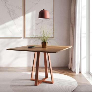 Imagem de Mesa de Jantar Mônaco Quadrada Cobre e Imbuia 110 cm