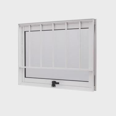 Imagem de Janela de Aluminio Maxim-Ar 50x50cm com Grade e Vidro Boreal Cristal Ramassol