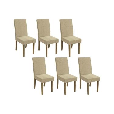 Imagem de Cadeira Sala De Jantar 2cad131fr Kit 6 Un Freijo Linho Bege Claro A058