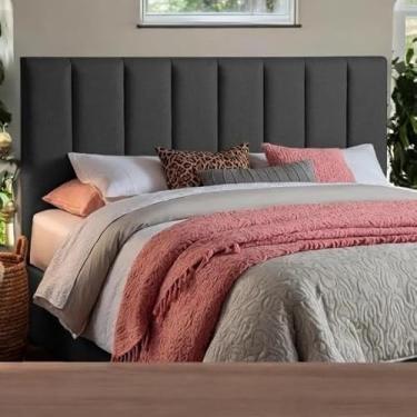 Imagem de Cabeceira Estofada Modular Cama Casal Padrao 1,60mX45cm Módulos Adesivos (cinza)