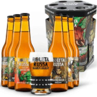 Imagem de Kit Cerveja Artesanal Puro Malte Roleta Russa E Copo 320 Ml