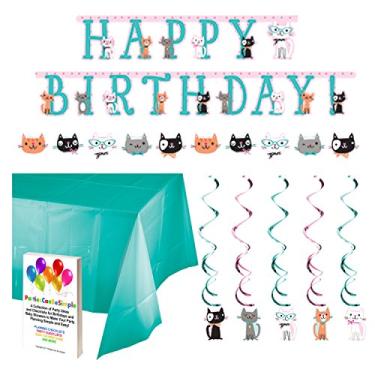 Imagem de Kit de artigos de decoração de festa para gatos Purr-Fect – Capa de mesa para pendurar decorações de banners da Party Can Be Simple