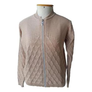 Imagem de Suéter Jaqueta Feminino Tricot Modal Premium Zíper Lindo Top-Feminino