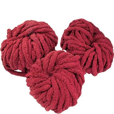 Imagem de Pacote com 3 novelos grossos iDIY (70 jardas) - marrom - fio de chenille fofo, perfeito para mantas macias e cobertores de bebê, tricô de braço, crochê e artesanato e projetos faça você mesmo