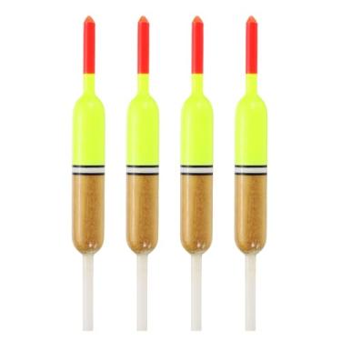 Imagem de PATIKIL Plataformas de pesca flutuantes de 6 cm, pacote com 4 boias ovais, boias de pesca, acessórios de pesca com corpo flutuante de madeira balsa para equipamentos de pesca em água doce, vermelho