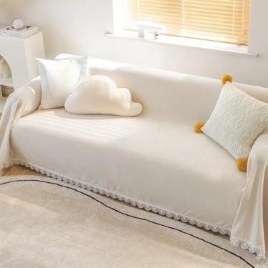 Imagem de Toalha de sofá elástica com cobertura total, borda de renda, cobertor até o joelho, capa de sofá das quatro estações para decoração de casa, cobertor para cochilo, toalha de sofá A1, 3XL 180x220 cm,
