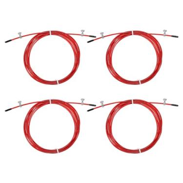 Imagem de PATIKIL Cabo de substituição de corda de salto de velocidade de 3 m, 4 peças de corda de pular profissional de 2,5 mm de substituição de fio de aço para cordas de salto de alta velocidade, vermelho