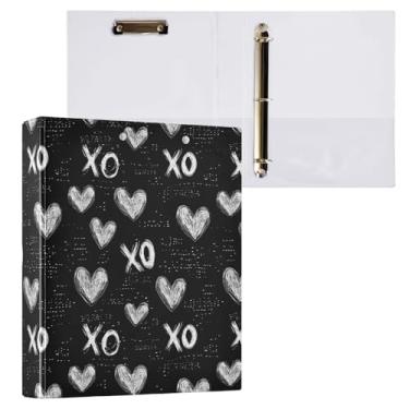 Imagem de Fichário Farmhouse Xo Heart Love Kisses and Hugs com 3 argolas decorativas de 3,8 cm com prancheta e 3 bolsos transparentes, comporta 200 folhas de papel tamanho A4 à prova d'água para escola