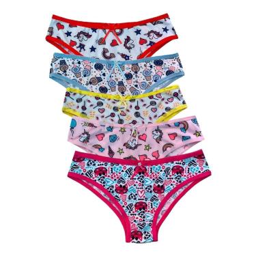Imagem de Calcinha Infantil c/10 calcinha para menina em microfibra com estampas em atacado combo calçolinha garota