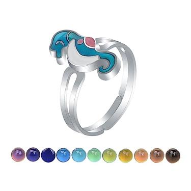 Imagem de AINILOVE Anel que muda de cor com sensor de temperatura oval/tartaruga/borboleta/pinguim animal humor anel de festa de aniversário joias presentes para filha, sobrinha, irmã amigas, Cobre, Sem pedra