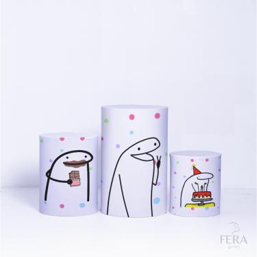 Imagem de Trio Capa Cilindro 3d Festa Infantil Sublimado Veste Fácil C/elástico Bento Flork