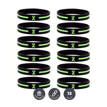 Imagem de Inkstone Pulseiras de silicone com fita de conscientização verde (pacote com 12) - Pacote de 1 dúzia de pulseiras unissex..