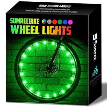 Imagem de Sumree Luzes LED para rodas de bicicleta, pacote com 2 pneus com baterias incluídas, luzes de bicicleta - presente de aniversário para crianças, adultos, meninos, meninas