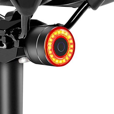 Imagem de Padonow Luz traseira inteligente para bicicleta: lanterna traseira de bicicleta liga/desliga automática, luz de freio traseira ultra brilhante, estroboscópio diurno de alto lúmen, recarregável por