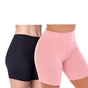 Imagem de Kit 2 Short Anágua Segunda Pele Liso Bermuda Feminina Cintura Alta - V