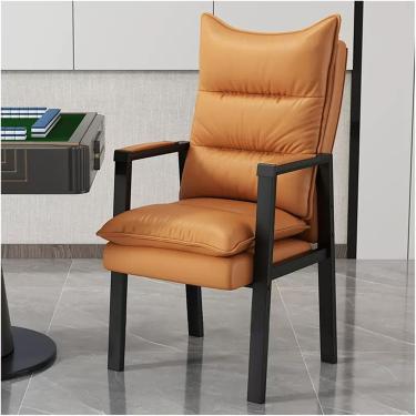 Imagem de Poltrona De Couro De Meados Do Século Poltrona Moderna Sofá Único Poltrona Para Sala De Estar, Cadeira De Leitura Confortável Com Encosto Alto Cadeiras De Lazer Com Estrutura De Meta, Orange