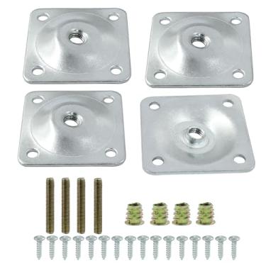 Imagem de Kyuionty Kit de placas de montagem de pernas anguladas de 12 graus, placas de fixação de pernas de sofá com rosca M8 para reparo de assentos de sofá danificados, com parafusos de suspensão, parafusos