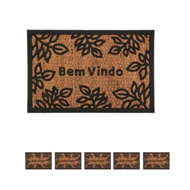 Imagem de 5un TAPETE CAPACHO BEM VINDO EMBORRACHADO FIBRA COCO 60x40cm - clink