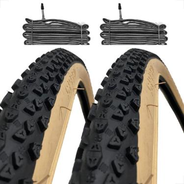 Imagem de Par Pneu Bicicleta Mtb Shiver Banda Creme Aro 29 X 2.10 Tipo Scorpion + Par Camara bico fino