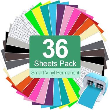 Imagem de TAOYIO Película de vinil adesivo inteligente Cricut Joy permanente: 5,5 x 30,5 cm (36 pacotes) conjunto de plotter de vinil de transferência para laptops, telefones e paredes