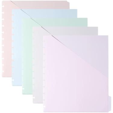 Imagem de CREATCABIN 5 divisórias de fichário de caderno com bolsos e abas, pasta de plástico para fichário, 11 furos, divisória de abas para fichários, organizador de fichários, indexação e proteção de