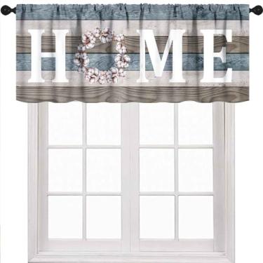 Imagem de Cortina de janela azul rústica para cozinha, casa de fazenda, floral, doce amor, casa, campo, vintage, prancha, porta, pequena, curta, café, sala de estar, sala de jantar, 1 peça, 137 x 45 cm