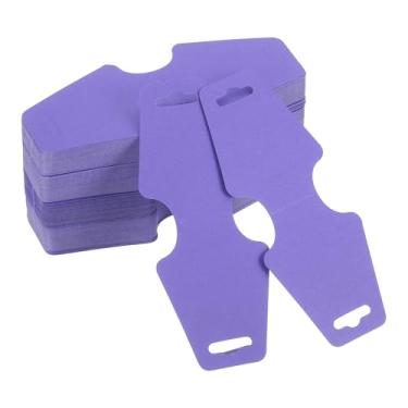 Imagem de PATIKIL 200 peças de cartões de exibição de colar e pulseira, porta-cartões em branco, embalagem de joias para pendurar colares, gargantilhas, brincos, acessórios de faixa de cabelo (roxo, 12 x 5 cm)
