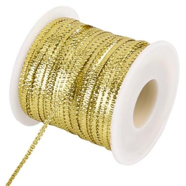 Imagem de GORGECRAFT Corda decorativa para amarrar cabelo hiphop 103,9 metros Dreadlock Nylon cetim fita trançada brilhante borda metálica barbante 1/20.3 cm cordão de padeiro glitter para enfeites de pulseira