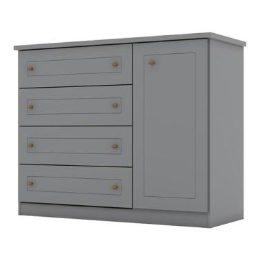 Imagem de Cômoda Mississipi 1 PT 4 GV Cinza - Mobly