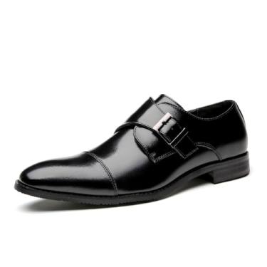 Imagem de Sapato social masculino de couro legítimo, estilo britânico, formal, Oxford para escritório e casamento, Preto, 39