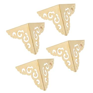 Imagem de ZJchao Protetores de Canto de Mesa, 4pcs Antigo Tabela de Metal Guardas de Canto de de de Protetores de Protetor de de Metal para Caixa de Jóias de Caixa de Armazenamento Armário (Cor de latão)