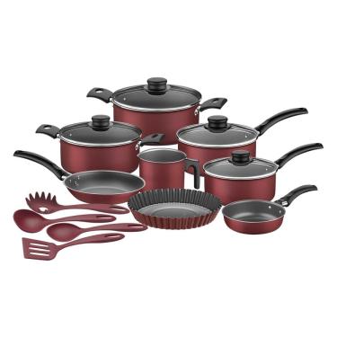 Imagem de Jogo De Panelas De Alumínio Com Acessórios 12 Peças Tramontina Turim Vermelho