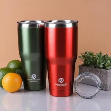 Imagem de Copo Térmico Parede Dupla em Aço Inox Vermelha 550ml com Canudo - Estilo Esportivo