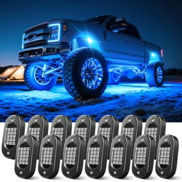 Imagem de Honalia Luzes de rock para caminhões 14 cápsulas, luzes de rock RGB com modo de música, kits de luz neon para carrinho de golfe UTV ATV RZR