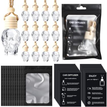 Imagem de Boao 100 conjuntos de frascos difusores de ambientador de carro suspensos com cartão de instruções e saco holográfico resselável de 10 x 15 cm para embalagem de frascos de perfume de óleo essencial de