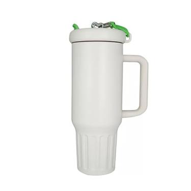 Imagem de Garrafa Agua, Copo TéRmico PortáTil de AçO InoxidáVel 1200ml/1,2l com Tampa E Canudo(Branco com verde)