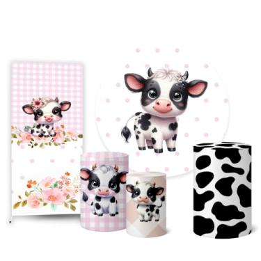Imagem de Trio Capas Cilindro + Painel Redondo + Lateral Vaquinha Mêsversário (K2B-VAQ0004)