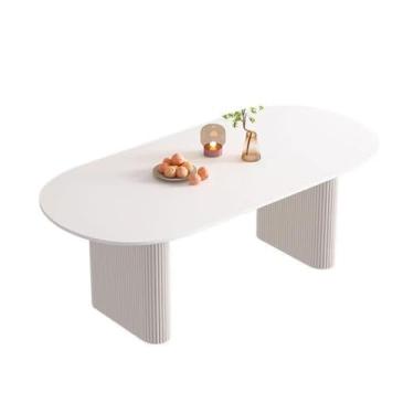 Imagem de Lzyjckh Mesa de jantar oval de 47,2" Mesa de jantar moderna Mesa de cozinha branca Mesa de console longa Mesa de jantar para 4 a 6 pessoas,47.2" Single Table