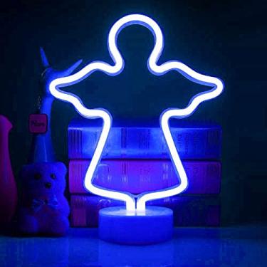 Imagem de AQY Placa de neon, luz noturna de néon LED, operada por USB, sinais de néon para decoração de festa de casamento no quarto (âncora azul)