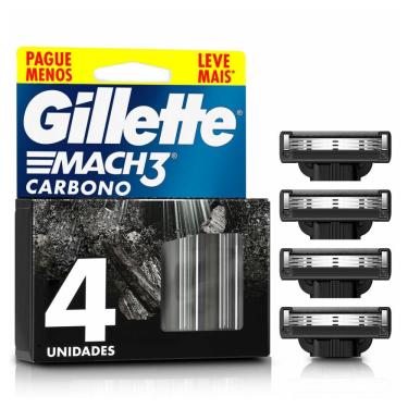 Imagem de Carga Para Aparelho De Barbear Gillette Mach3 Carbono 4 Unidades