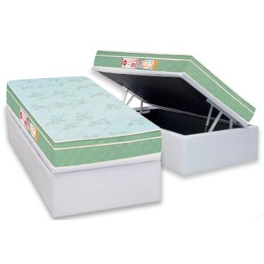 Imagem de Conjunto Box Baú Solteiro: Colchão Espuma Castor D33 Sleep Max + Base CRC Courano White (88x188)