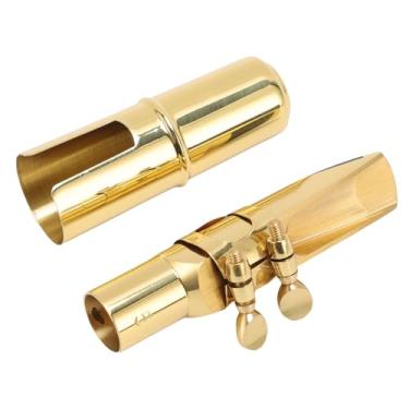 Imagem de Asixxsix Bocal de Saxofone Alto, 5 Bocal de Bronze e Bocal de Bronze de 5 Ponta Com Tampa, Acessório de Instrumentos Musicais para Jogador Profissional para Iniciantes Estudante